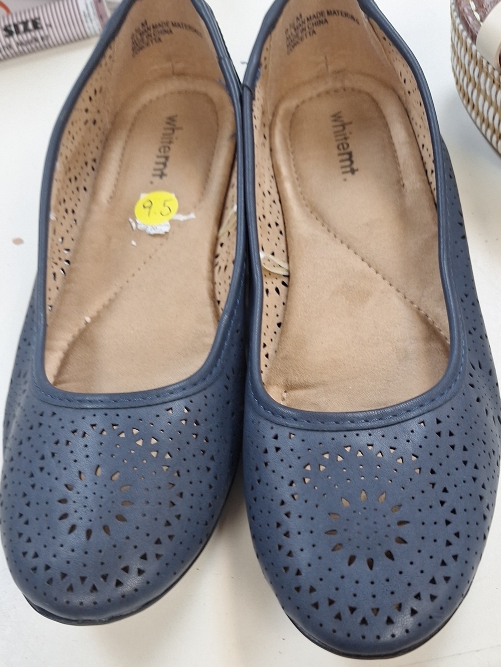White Mountain Navy Laser-Cut Ballet Flats